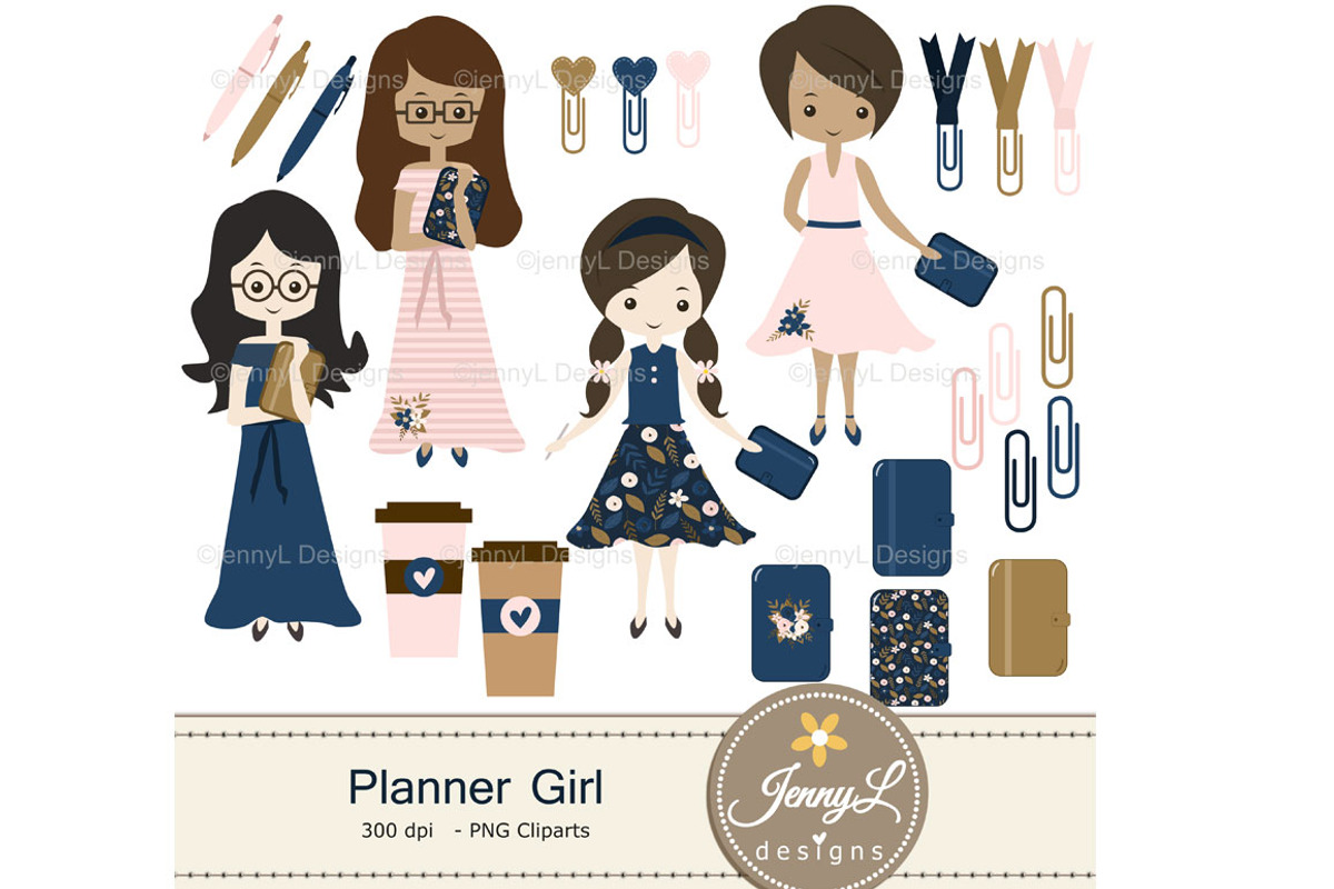 Planner Girl Digital papers &Clipart, a Pattern Graphic by JennyL Designs (Photo 2 of 5)