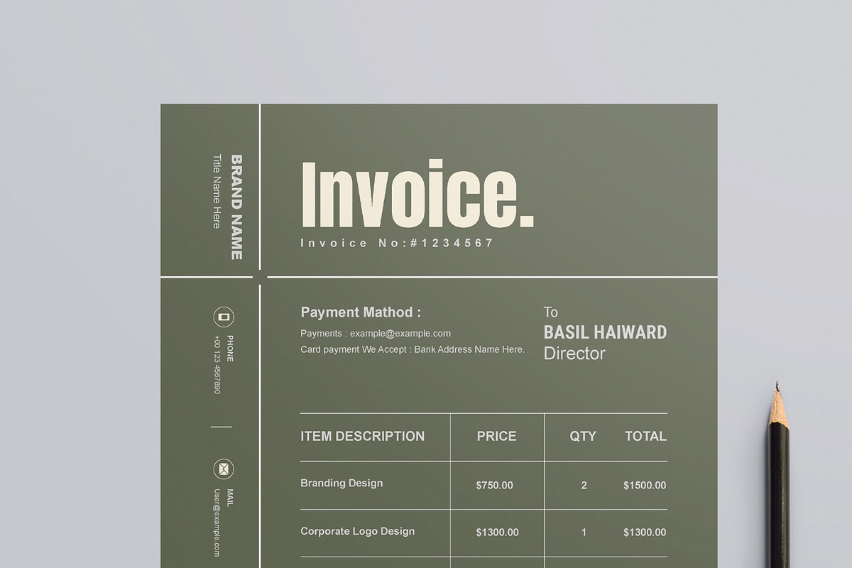 Invoice Design Template, a Stationery Template by MightyDesign (Photo 2 of 8)