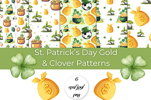 St. Patrick’s Day Gold Patterns, a Pattern Graphic by InkyQueenArt