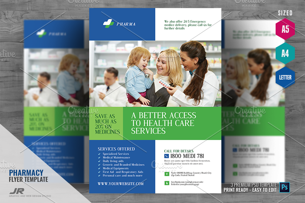 Pharmacy Promotional Flyer, a Flyer Template by PSDPixel | Creative Market