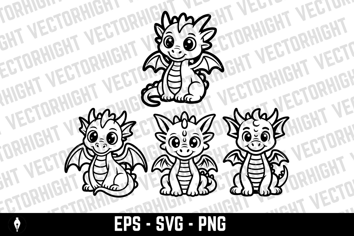 Adorable baby dragon, an Animal Illustration by Vectorhight (Photo 1 of 3)