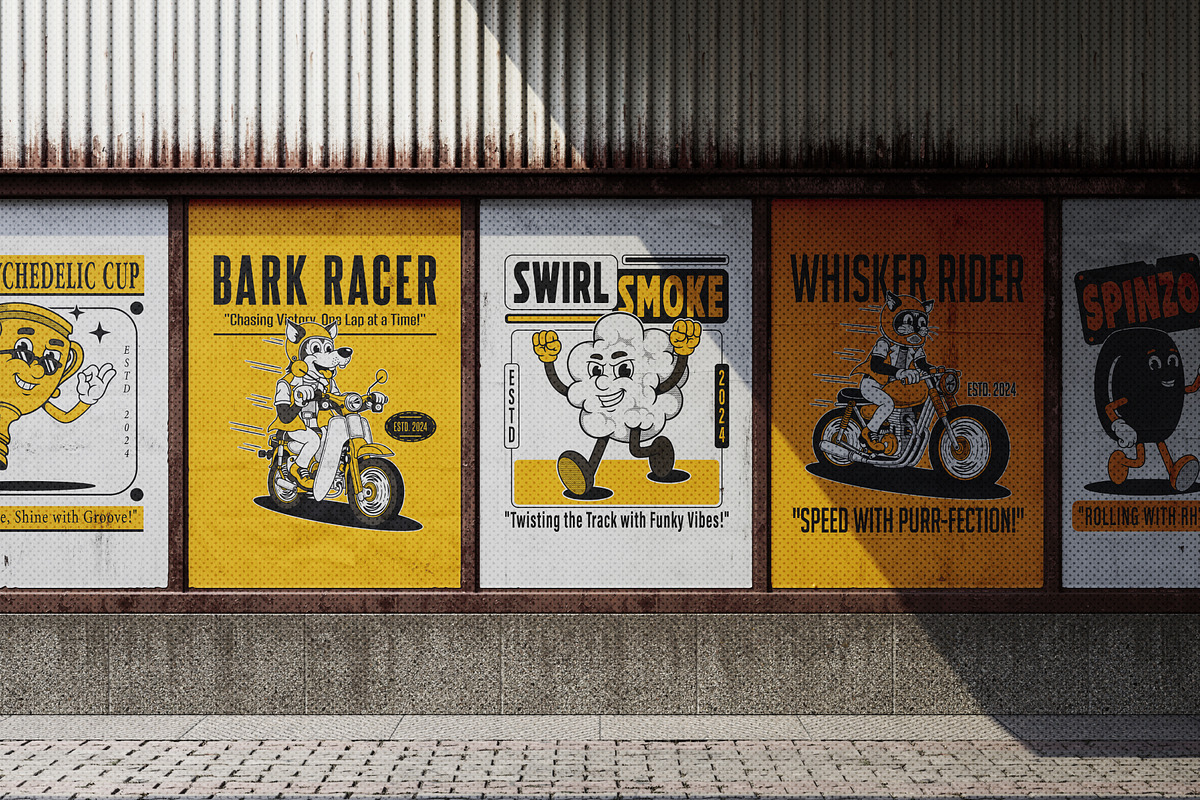 Groovy Racers Retro Illustration, a Transportation Illustration by Decoconio Design (Photo 7 of 7)