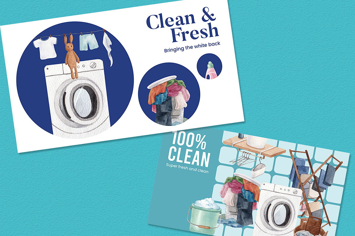 Laundry Day Watercolor Illustration, an Object Illustration by CreativeValuation (Photo 9 of 13)