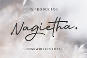 Nagietha - Handwritten Font, a Script Font by Arterfak Project (Thumbnail 1 of 12)