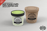 Hot Food Cups w Vented Lids Mockup, a Packaging Mockup by INCDesign (Thumbnail 1 of 8)