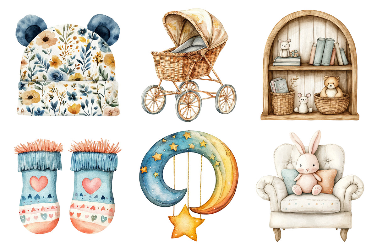 Baby Shower Boho Nursery Clipart, an Illustration by Daily.Designs (Photo 4 of 5)
