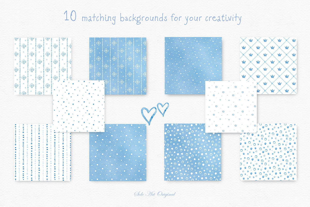 Baby Blue Watercolor Frames Set, an Object Graphic by Solo Art Original (Photo 6 of 14)