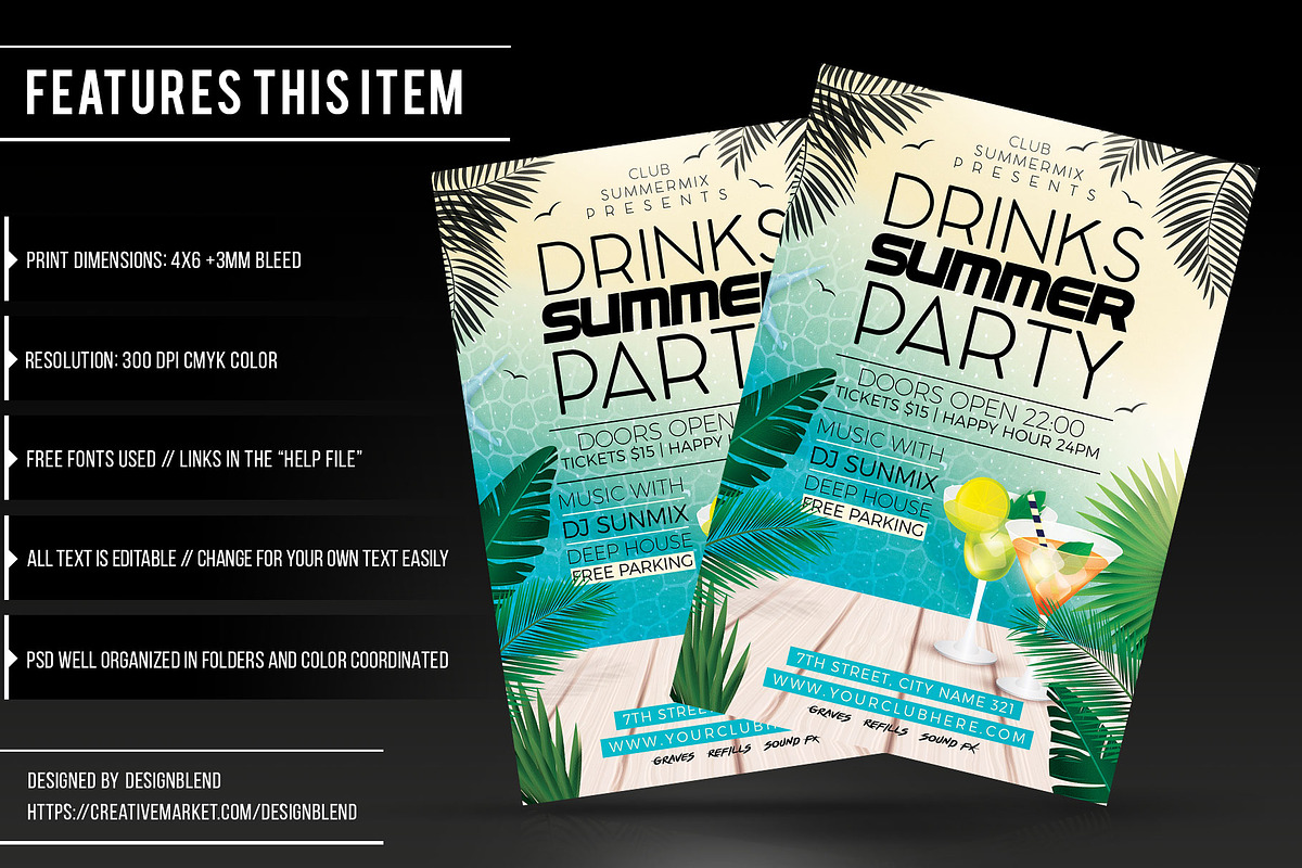Drinks Summer Party Flyer Template, a Flyer Template by designblends@gmail.com (Photo 2 of 3)