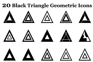 20 Black Triangle Geometric Icons, an Icon by Gfx_Store