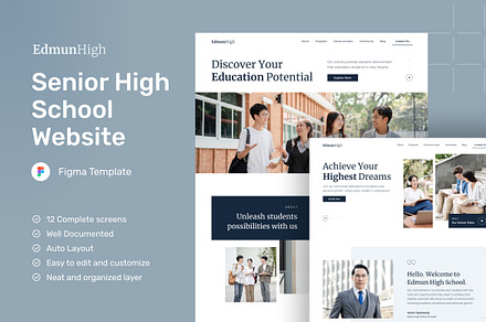Senior High School Website, an UI Kit Template by peterdraw