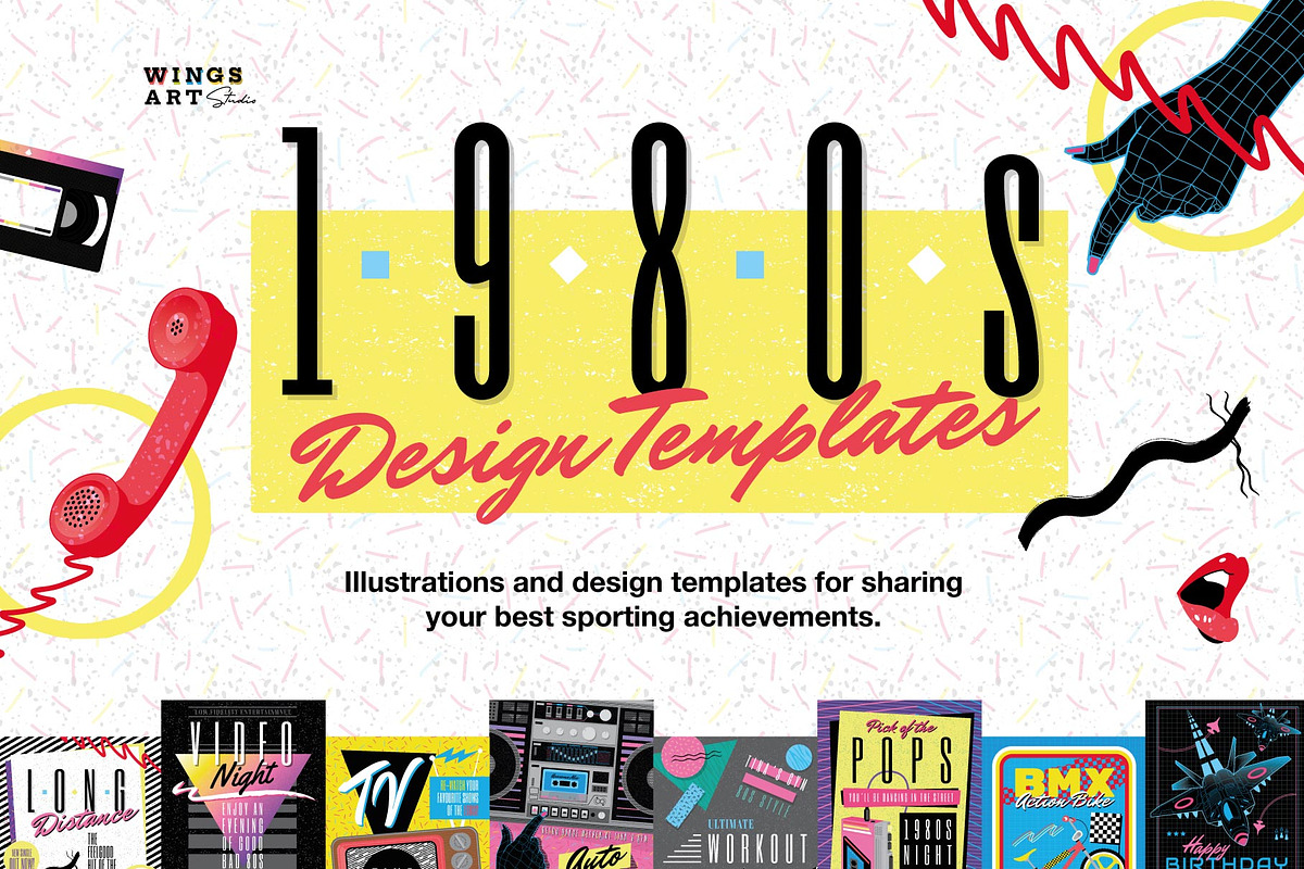 Retro Cool 1980s Poster Templates, a Texture Illustration by Wingsart Studio (Photo 1 of 11)