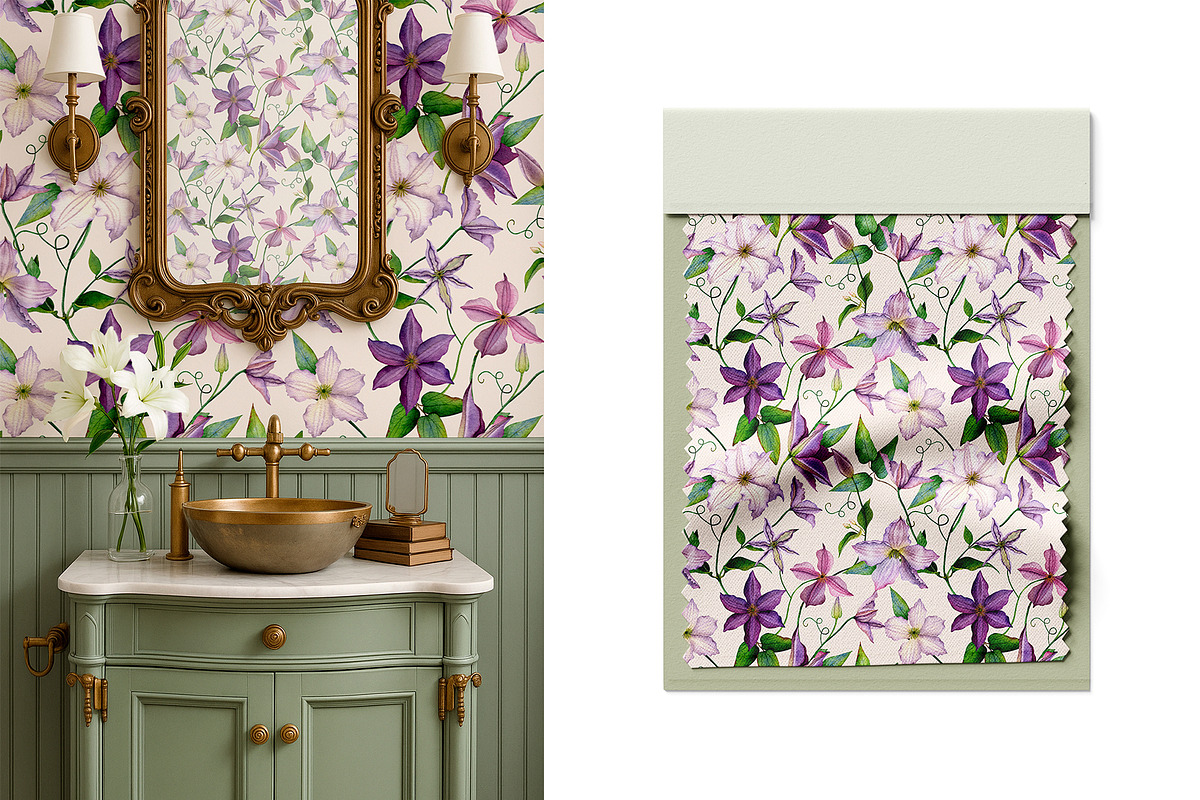 Lilies & Clematis Illustrations, an Illustration by SunnJaneArt (Photo 6 of 13)