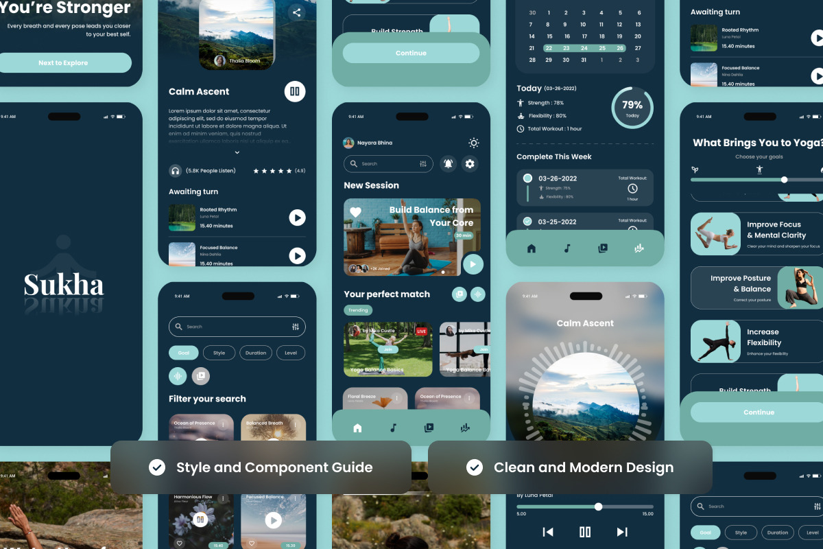 Sukha – Yoga & Meditation App Design, an App Template by twinstd (Photo 3 of 5)