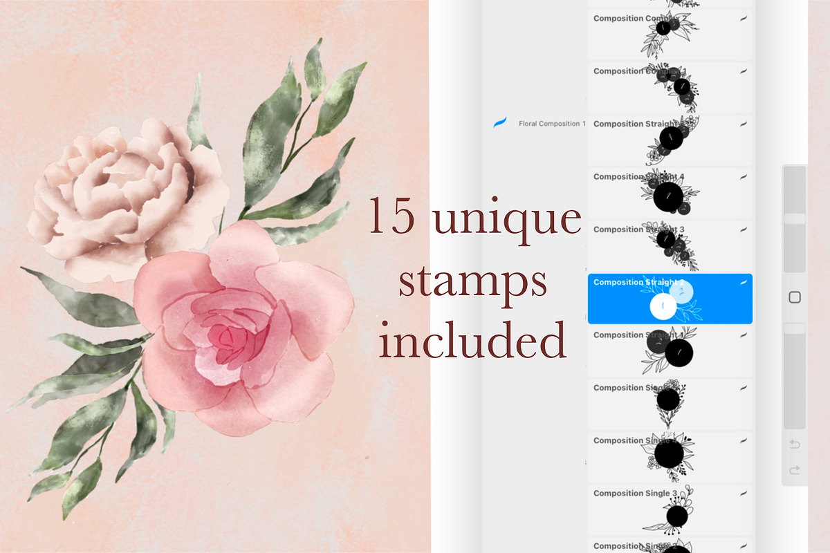 Procreate Floral Arrangement Stamps, a Brush Add-On by Kerstinsstudio (Photo 3 of 3)