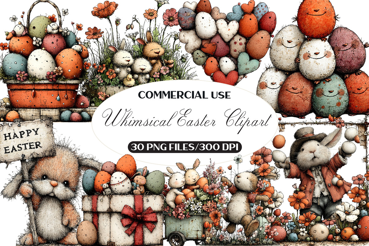 Whimsical Easter Clipart, an Illustration by Black Bird Studio (Photo 1 of 5)