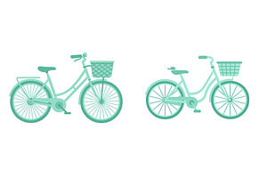 Two pastel bicycles with baskets, an Illustration by ZinetroN