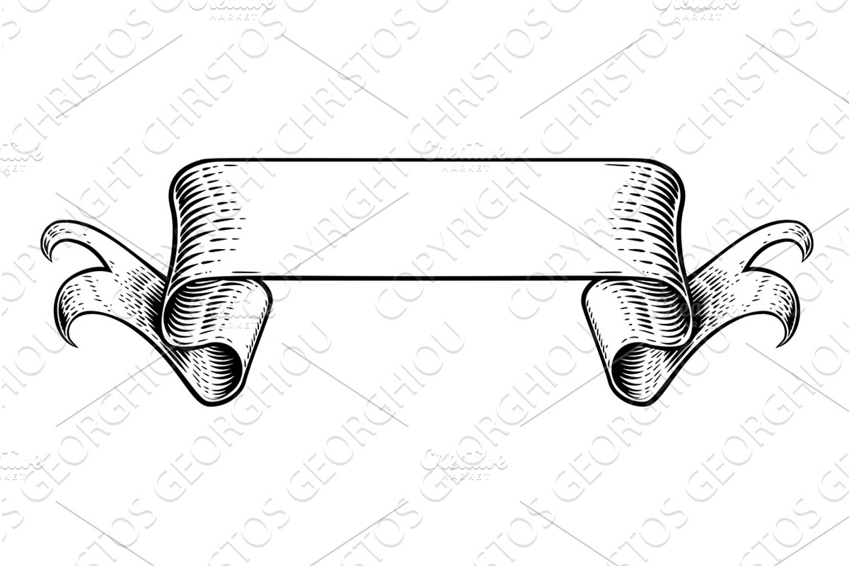 Scroll Vintage Flag Paper Banner, an Illustration by Christos Georghiou