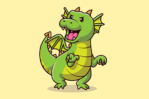 Cute Angry Green Dragon Cartoon, an Animal Illustration by Catalyst Labs