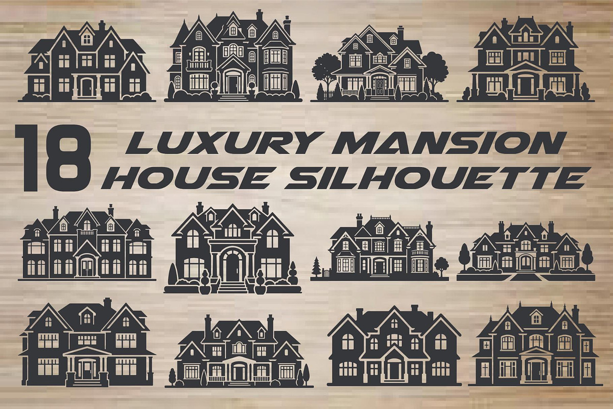 Luxury Mansion House Silhouette, an Object Graphic by hafijul (Photo 1 of 4)