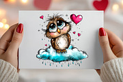 Whimsical Valentine Baby Owl Clipart, an Illustration by Canvas Craft (Thumbnail 6 of 6)