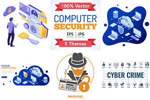 Cyber Security Isometric Concept, a Person Illustration by TAlex