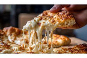 A hand reaches for a slice of pizza, a Food & Drink Photo by ZinetroN