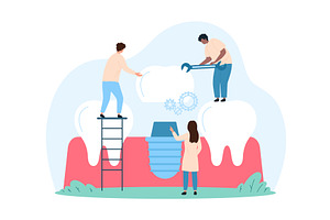Procedure installing dental implant, a Person Illustration by Flashvector