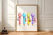 Cute Easter Pencil Set PNG, an Illustration by Daily.Designs (Thumbnail 4 of 5)