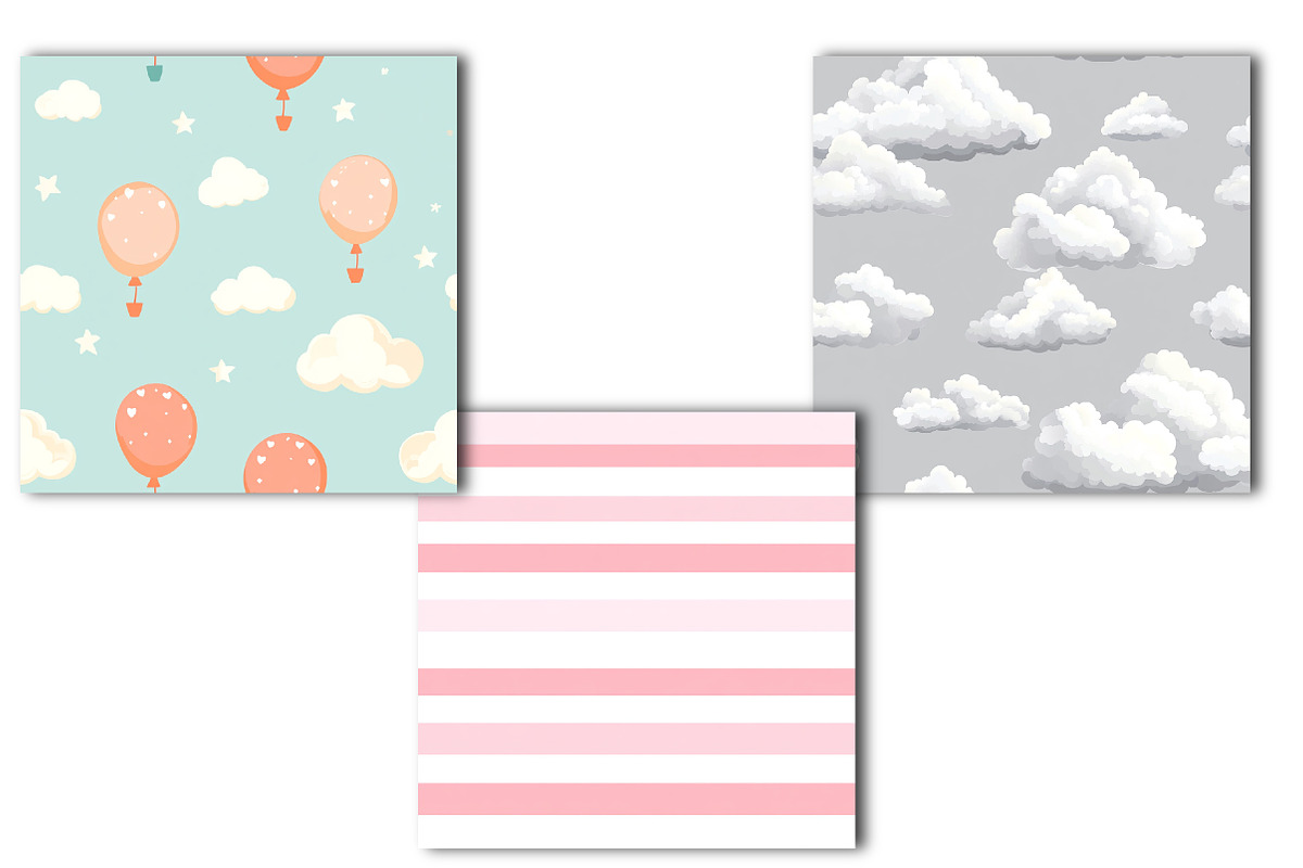Hot Air Balloon Seamless Digital Pap, an Illustration by OK Design (Photo 2 of 4)