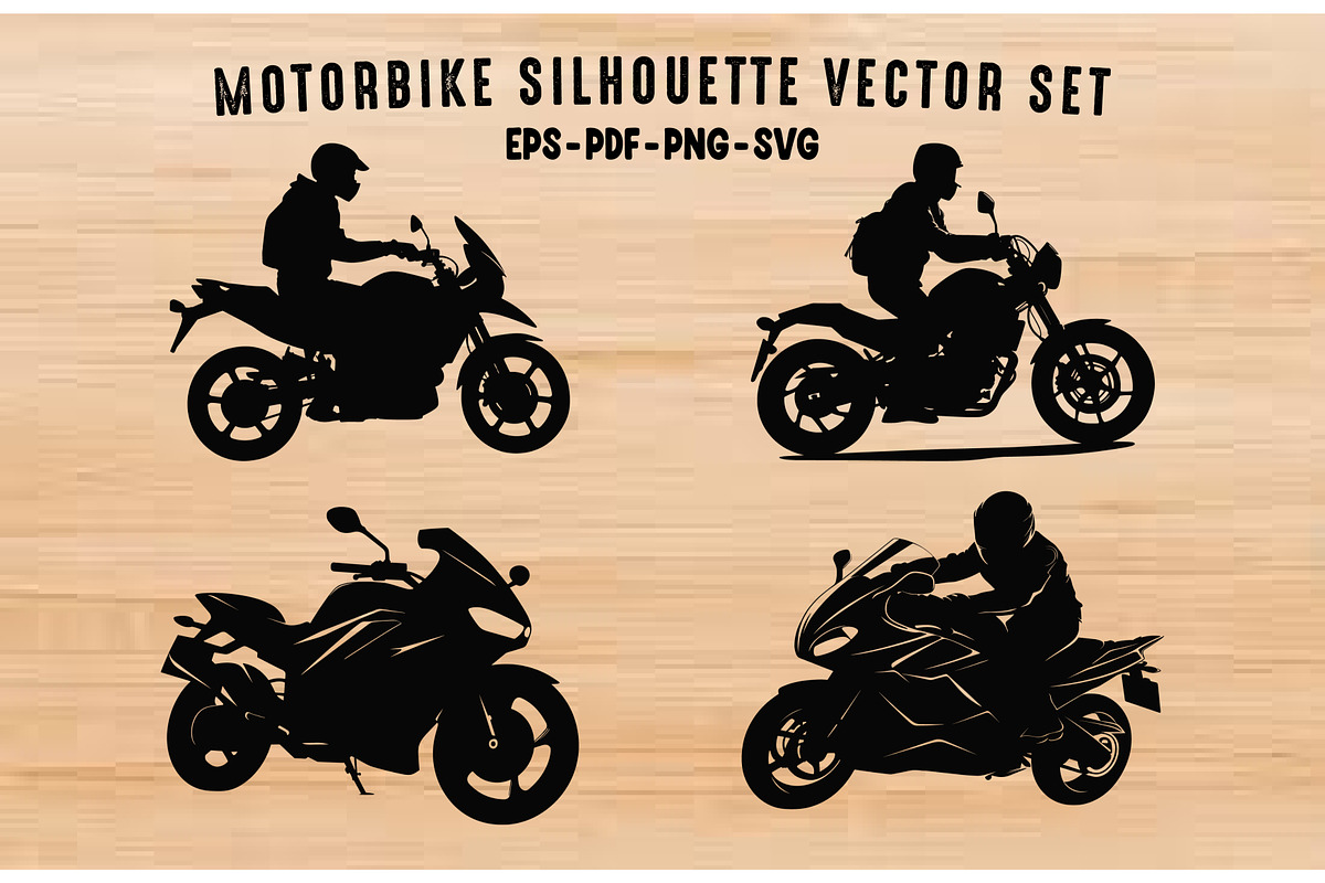 Motorbike Rider Silhouette SVG Set, a Transportation Illustration by Gfx Expert Team (Photo 1 of 3)