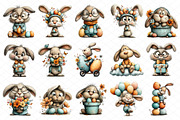Whimsical Easter Bunny Clipart, an Illustration by cherrydesign (Thumbnail 3 of 4)