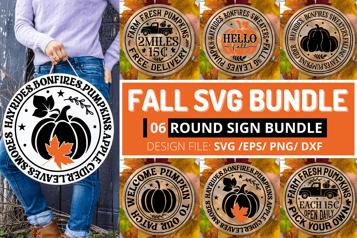 Fall Round Sign Svg Bundle, an Object Graphic by Regulrcrative ...