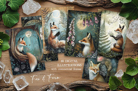 Fox & Fern Postcard Illustration Set