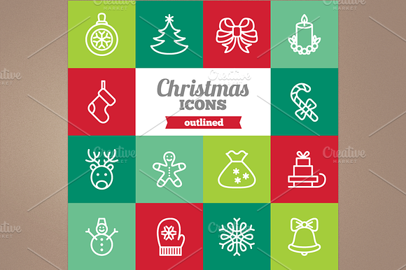 Outlined Christmas Icons