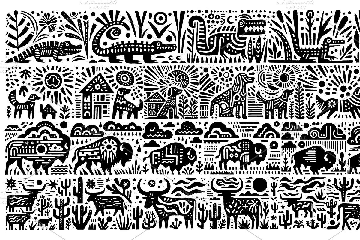 Vintage Wild Animals Folk Art, a Decorative Illustration by devastd (Photo 9 of 28)