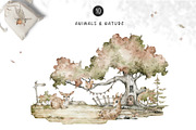 Autumn Forest. Watercolor animals, an Animal Illustration by Kreker Kate (Thumbnail 2 of 9)