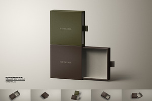 Square Rigid Slim Drawer Box Mockup