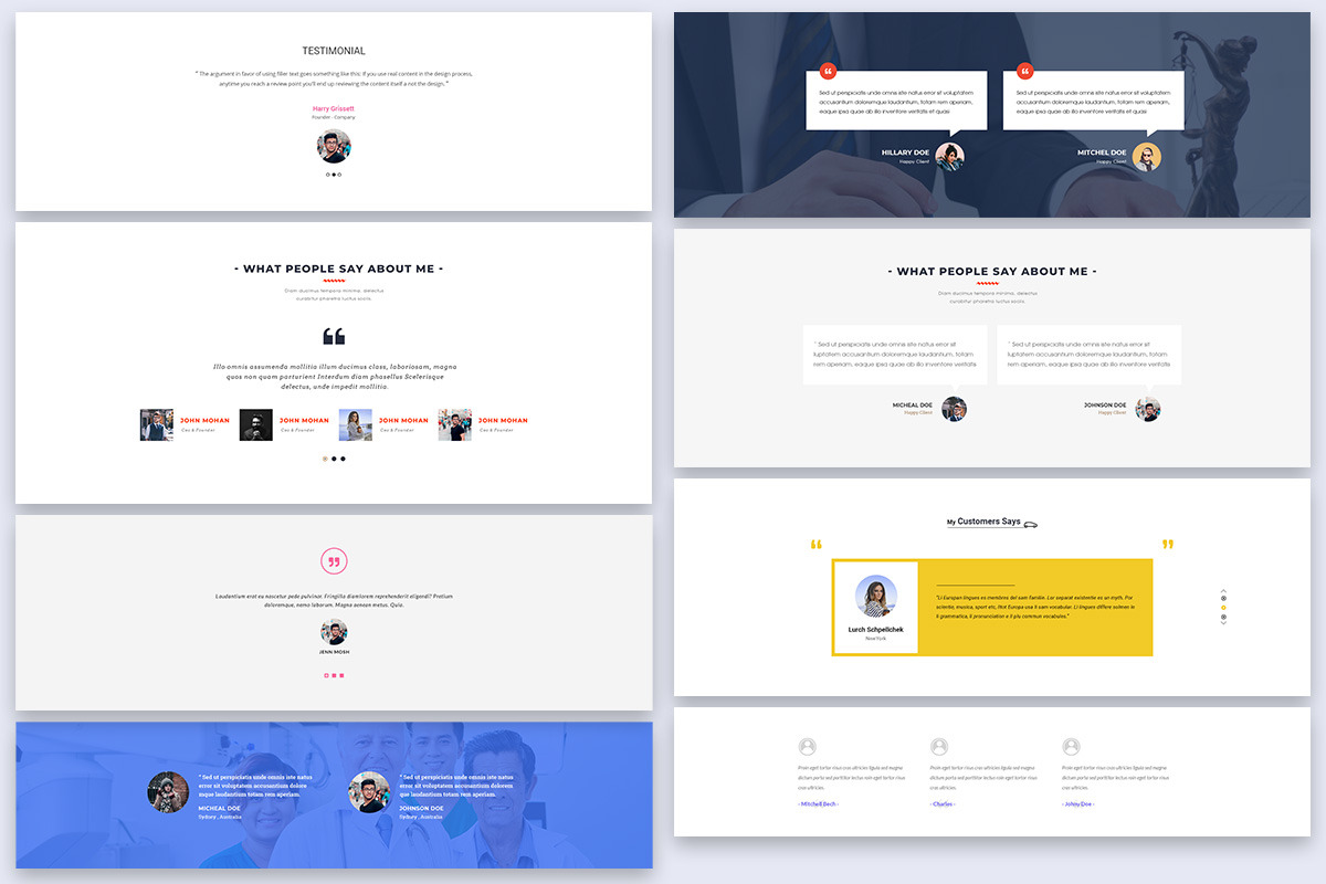 37 Testimonials Widgets For Web UI, an UI Kit Template by 3djagan