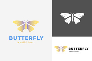 Simple Butterfly Icon Logo With Torn