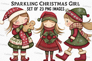 Sparkling Christmas Girl Clipart, an Illustration by Craft Nest (Thumbnail 1 of 6)