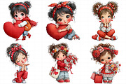 Cute Little Valentine Girls Clipart, an Illustration by Daily.Designs (Thumbnail 5 of 5)