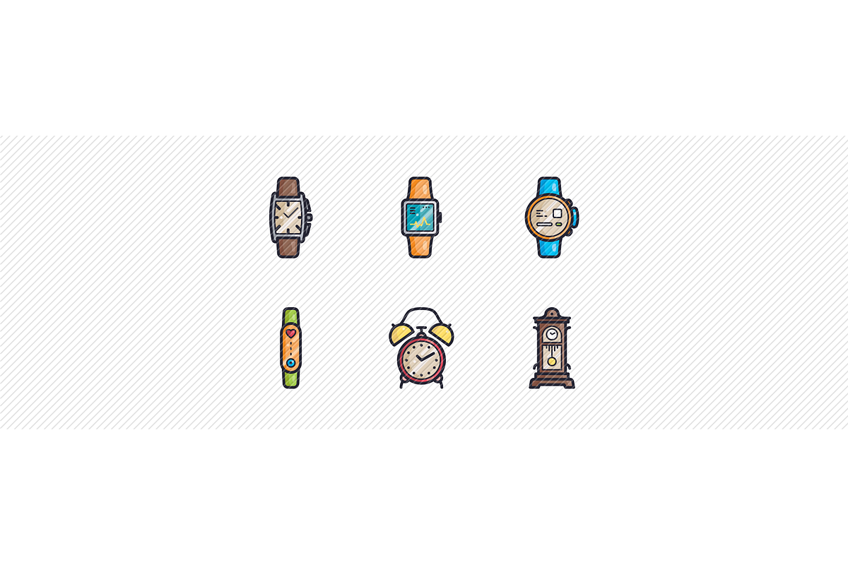 20 Watches & Clocks Icons, an Outline Icon by Jinro (Photo 7 of 9)