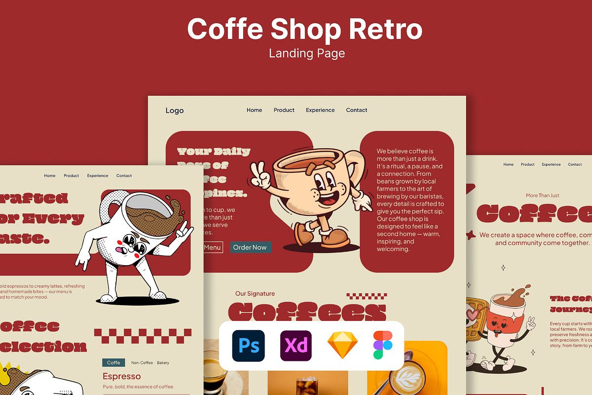Coffee Shop Website Landing Page, a Landing Page Template by Glyphminds Studios (Photo 1 of 3)