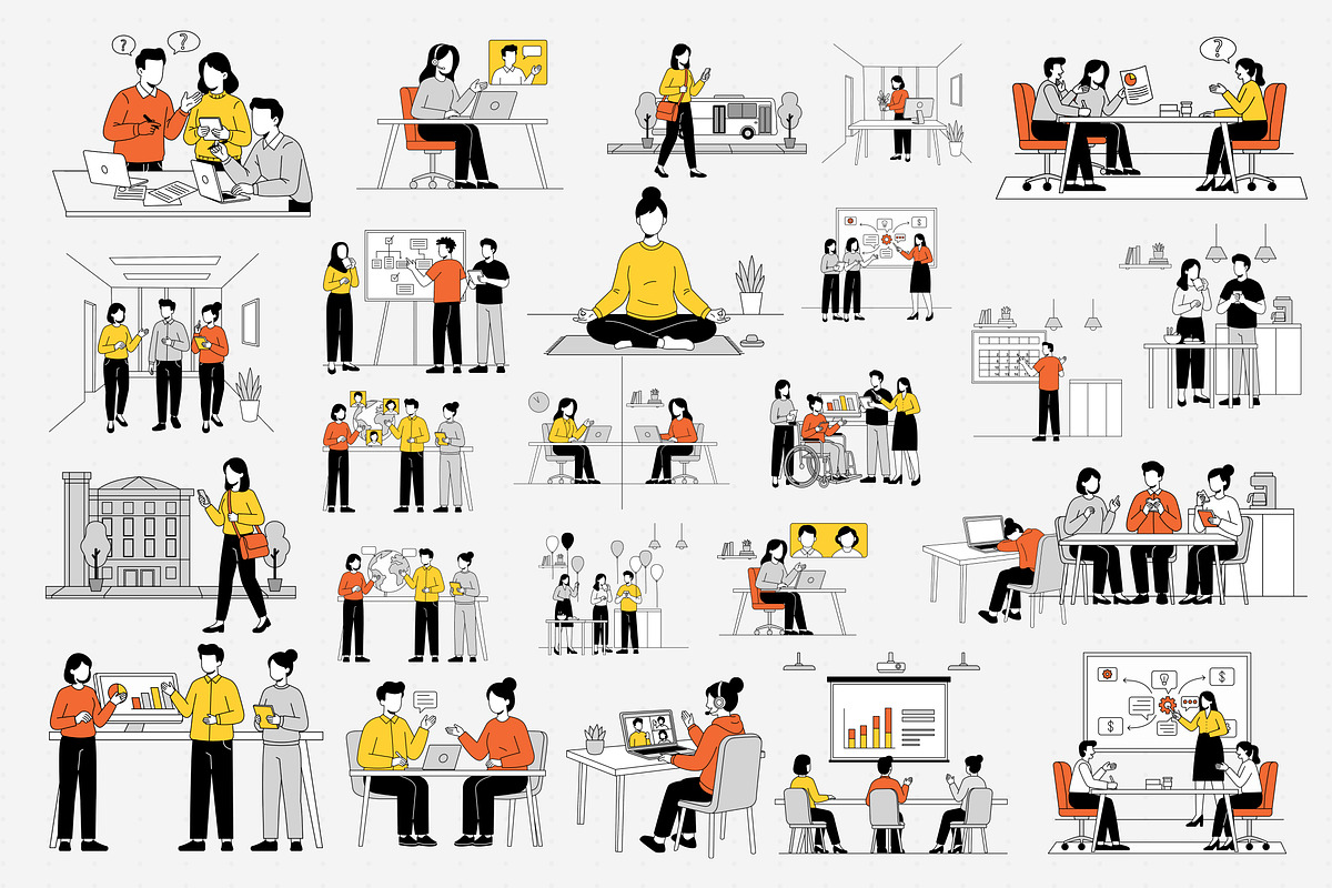 Office Vector Illustration Set, a Work Illustration by Eklip Studio (Photo 1 of 3)