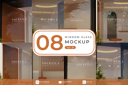 Window glass storefront logo mockup