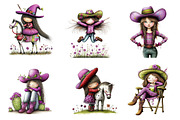 Whimsical Summer Western Girl Clipar, an Illustration by designcity5 (Thumbnail 2 of 5)
