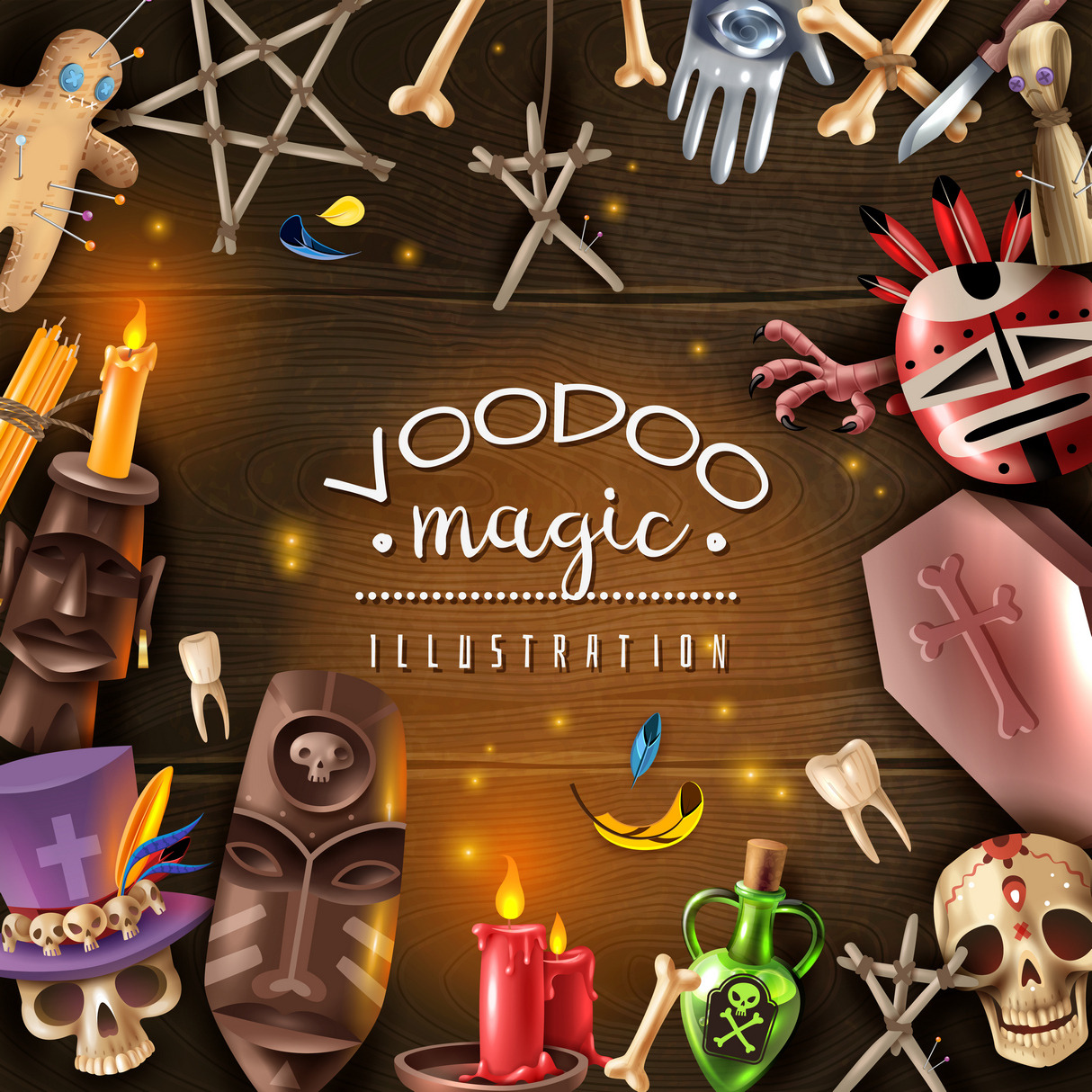 Voodoo magic realistic frame, an Object Illustration by Macrovector ...