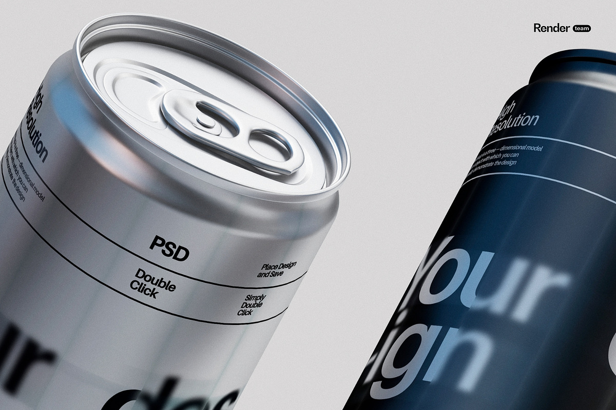 Metallic Soda Can Mockup Set, a Packaging Mockup by Renderteam (Photo 4 of 15)