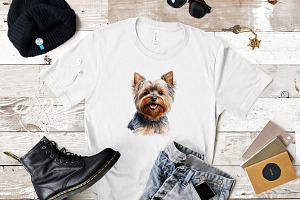 Watercolor Yorkshire Terrier Dog