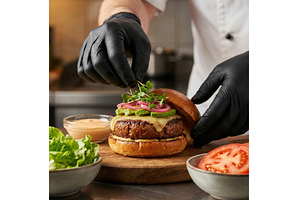 Making a Burger in a Kitchen, a Food & Drink Photo by CREATIVEDEF